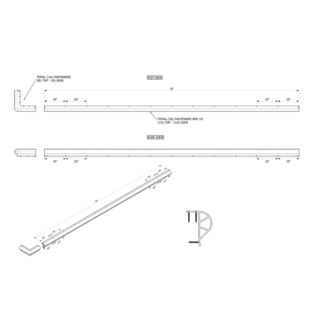 Black Marine Vinyl Rub Rail Corner Bumper: P-Style Edge Match Style