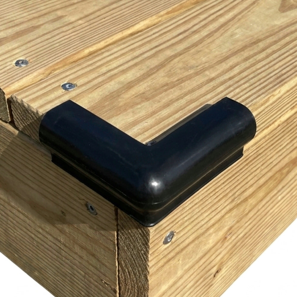 Black Marine Vinyl Rub Rail Corner Bumper: P-Style Edge Match Style